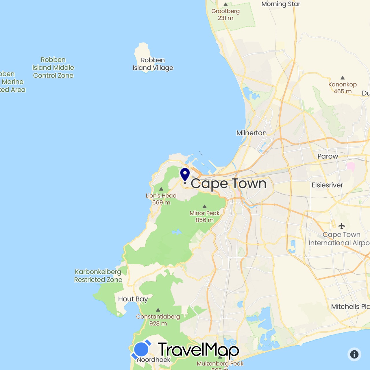 TravelMap itinerary: driving in South Africa (Africa)
