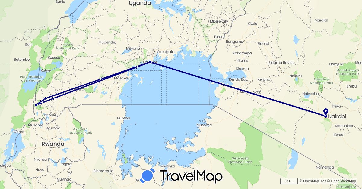 TravelMap itinerary: driving in Kenya, Uganda (Africa)