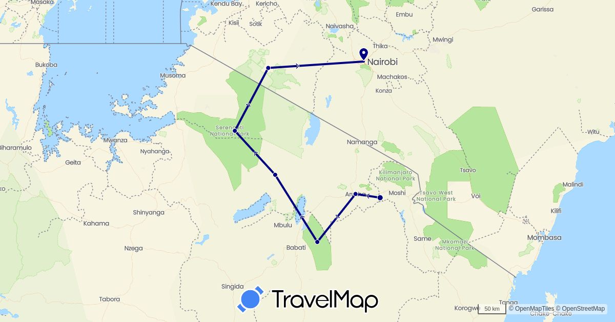 TravelMap itinerary: driving in Botswana, Canada, Germany, South Africa, Zimbabwe (Africa, Europe, North America)