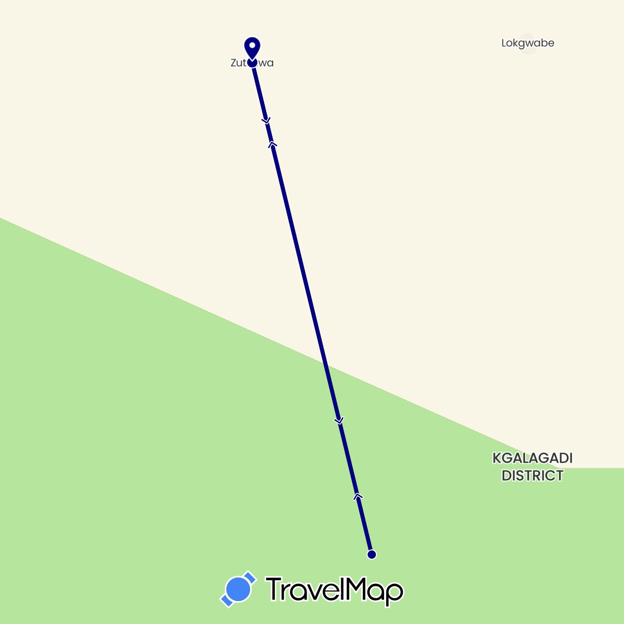 TravelMap itinerary: driving in Botswana (Africa)
